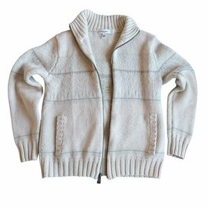 ✨Calvin Klein✨ Vintage Cream Knit Wool Blend Zip Cardigan
